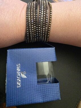 Swarovski Black and Gunmetal Crystal Multi‑Wrap Bracelet